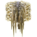 #1009bg Gold Tone Aluminum Chain Cuff With Spikes