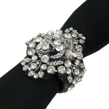 #1053b Gunmetal Filigree & Rhinestone Floral Cuff Bracelet