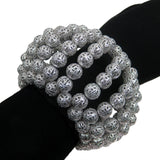 #1056b Silver Tone Filigree Bead Cuff Bracelet