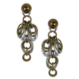 #1068e Gold & Silver Tone Ring Cascade Earrings