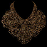 #844n Old Gold Tone Chain Mail Bib Necklace
