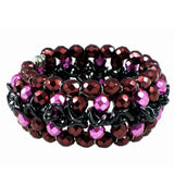 #987b Fuchsia, Ruby & Black Cuff Bracelet