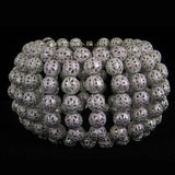 #1055b Silver Tone Filigree Bead Cuff Bracelet