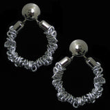 #119e Silver Tone Deconstructed Chain Hoop Earrings