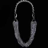 #119n Silver Tone Multi Chain Necklace