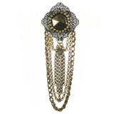 #1002p Old Gold Filigree & Chain Pin With Tassel