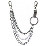 #1008bc Silver & Gunmetal Tone Belt Chain With Large Ring Detail