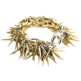 #1010bg Gold & Silver Tone Chain Bracelet With Spikes
