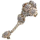 #1029b/r Gold, Ivory & Crystal Rhinestone Floral Handpiece