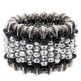 #1037b Hematite/Black/Silver Tone Safety Pin Cuff Bracelet