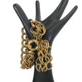 #113b Gold Tone Chain Mail Bracelet With Tassel