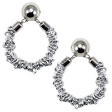 #119e Silver Tone Deconstructed Chain Hoop Earrings