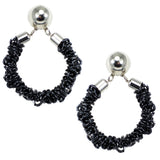 #120e Black & Silver Tone Deconstructed Chain Hoop Earrings
