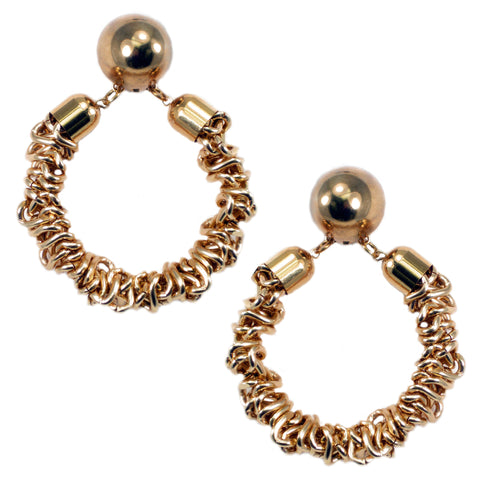 #121e Gold Tone Deconstructed Chain Hoop Earrings