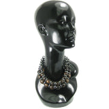 #137n Ebony Wood Bead & Gunmetal Chain Necklace