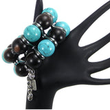 #138b Ebony Wood, Turquoise & Gunmetal Cuff Bracelet