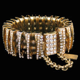 #388b Gold Tone & Rhinestone Cuff Bracelet
