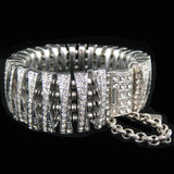 #389b Silver Tone & Rhinestone Cuff Bracelet