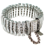 #389b Silver Tone & Rhinestone Cuff Bracelet
