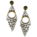 #804e Silver & Gold Tone Chainmail Oversized Earrings