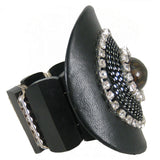 #875b Leather & Rhinestone Embelished Cuff Bracelet