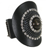 #875b Leather & Rhinestone Embelished Cuff Bracelet
