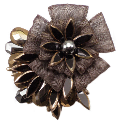 #901p Copper Tone, Black & Bronze Flower Corsage Pin