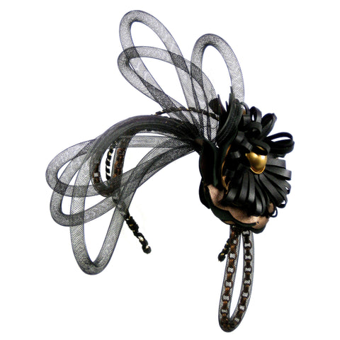 #904hp Bronze & Black Floral Headpiece