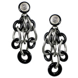 #925e Black Ring & Gunmetal Link Drop Earrings