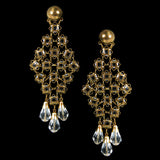 #803e Brass & Glass Vintage Bead Shoulder Duster Earrings